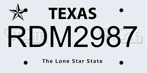 RDM2987 Texas License Plate