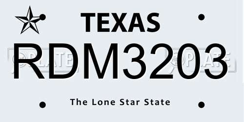 RDM3203 Texas License Plate