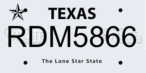 RDM5866 Texas License Plate