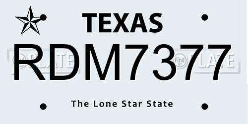 RDM7377 Texas License Plate