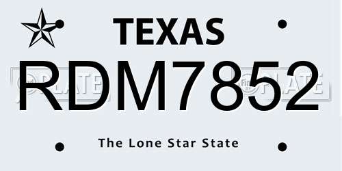 RDM7852 Texas License Plate