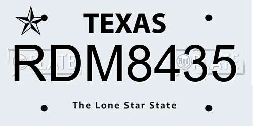 RDM8435 Texas License Plate