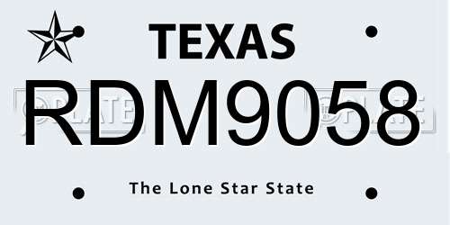RDM9058 Texas License Plate