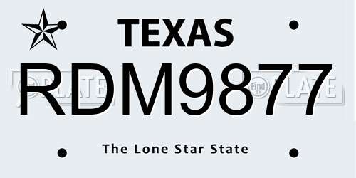 RDM9877 Texas License Plate