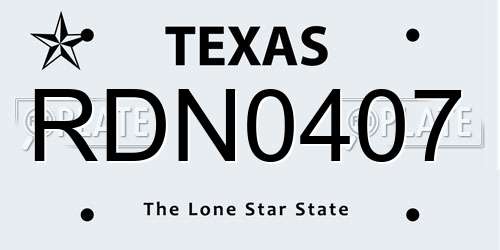RDN0407 Texas License Plate