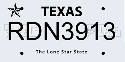 RDN3913 Texas License Plate