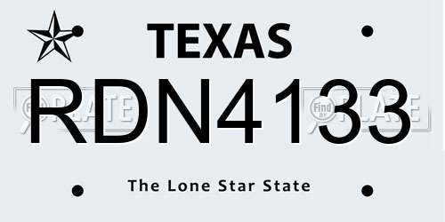 RDN4133 Texas License Plate