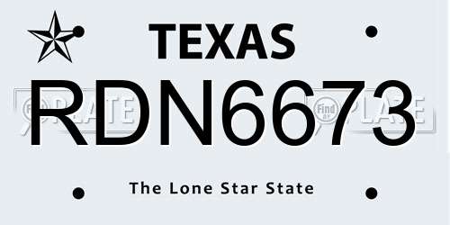 RDN6673 Texas License Plate