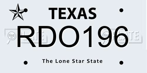 RDO196 Texas License Plate
