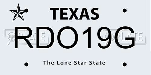 RDO19G Texas License Plate