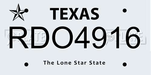 RDO4916 Texas License Plate