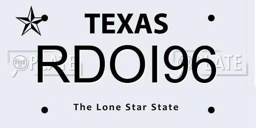 RDOI96 Texas License Plate