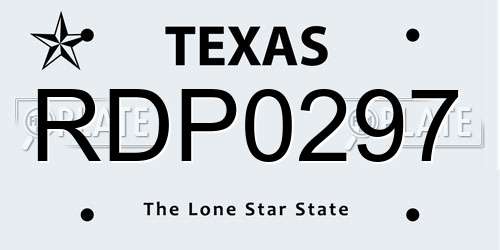 RDP0297 Texas License Plate