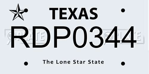 RDP0344 Texas License Plate