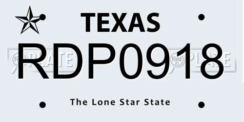 RDP0918 Texas License Plate