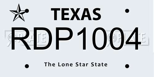 RDP1004 Texas License Plate