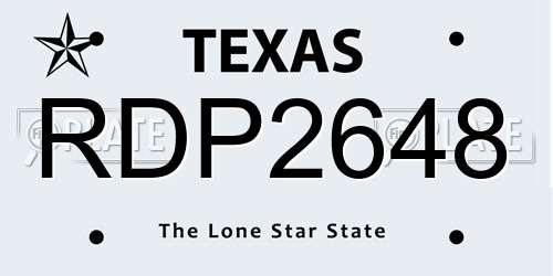 RDP2648 Texas License Plate