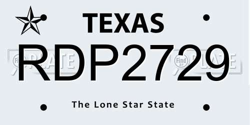 RDP2729 Texas License Plate