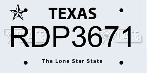 RDP3671 Texas License Plate