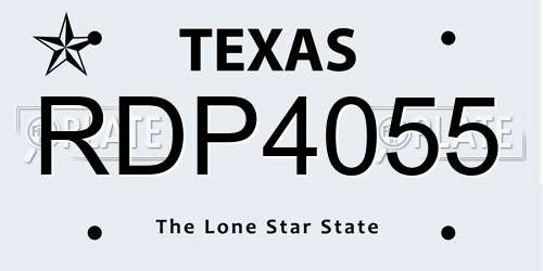 RDP4055 Texas License Plate
