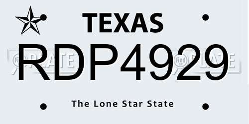 RDP4929 Texas License Plate