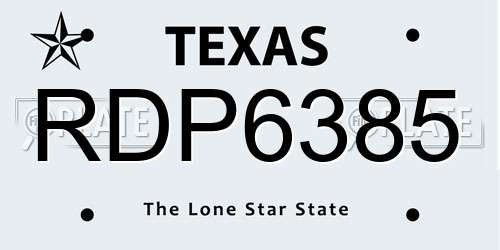 RDP6385 Texas License Plate