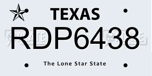RDP6438 Texas License Plate