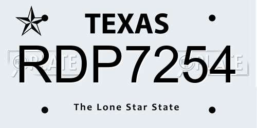 RDP7254 Texas License Plate
