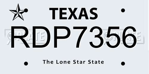 RDP7356 Texas License Plate