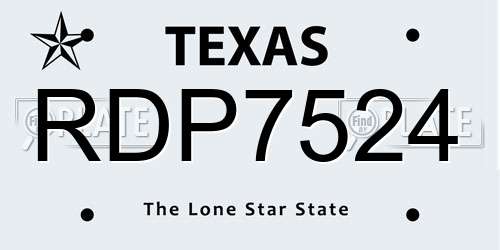 RDP7524 Texas License Plate