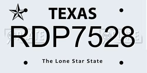 RDP7528 Texas License Plate