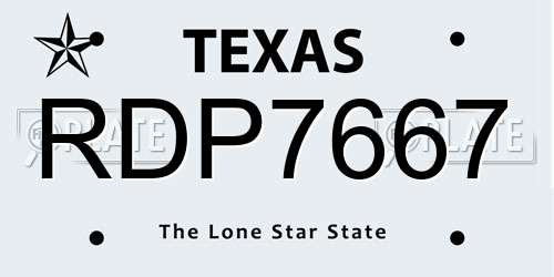 RDP7667 Texas License Plate