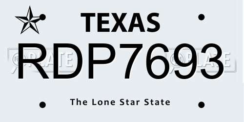 RDP7693 Texas License Plate