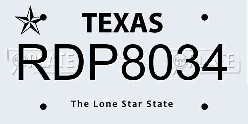RDP8034 Texas License Plate
