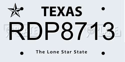 RDP8713 Texas License Plate