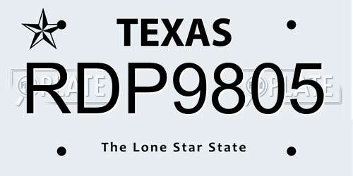 RDP9805 Texas License Plate