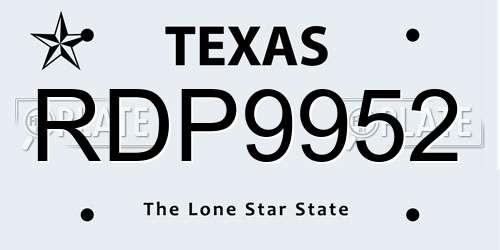 RDP9952 Texas License Plate
