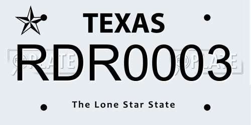 RDR0003 Texas License Plate