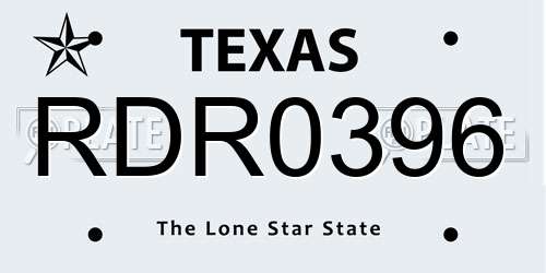 RDR0396 Texas License Plate