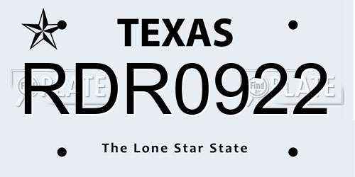 RDR0922 Texas License Plate