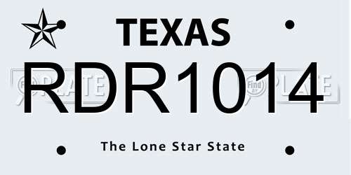 RDR1014 Texas License Plate
