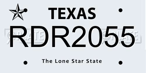 RDR2055 Texas License Plate