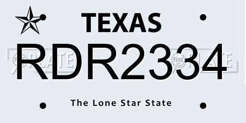 RDR2334 Texas License Plate