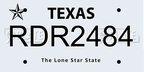 RDR2484 Texas License Plate