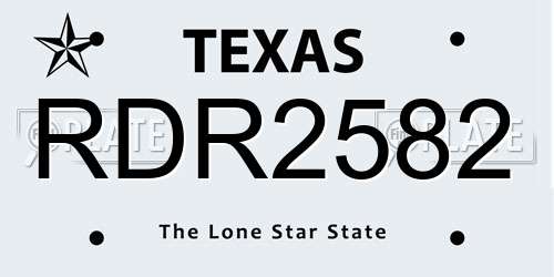 RDR2582 Texas License Plate