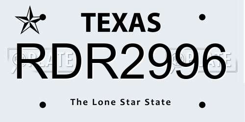 RDR2996 Texas License Plate