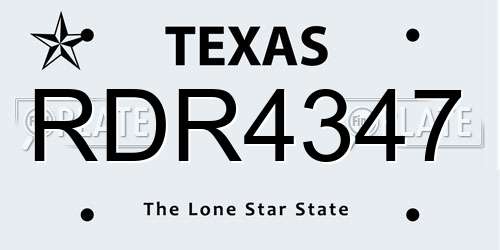 RDR4347 Texas License Plate