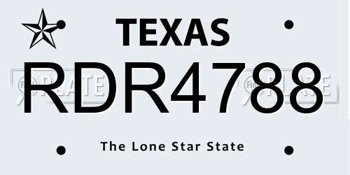RDR4788 Texas License Plate