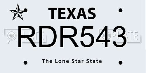 RDR543 Texas License Plate