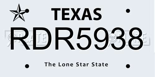 RDR5938 Texas License Plate
